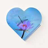 Dragonfly on Water Lily Heart Shaped Notebook Notitieboek (Achterkant)