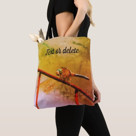 Dragonfly on Wire Fence Abstract gepersonaliseerd Tote Bag (Dichtbij)