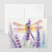Dragonfly onder Lavendel Bloemen Briefkaart (Voorkant / Achterkant)