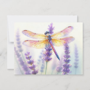 Dragonfly onder Lavendel Bloemen Briefkaart