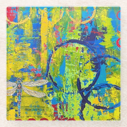 Dragonfly-Onderzetter Glazen Onderzetter (Voorkant)