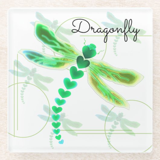 Dragonfly | Onderzetter van groene glas (Voorkant)