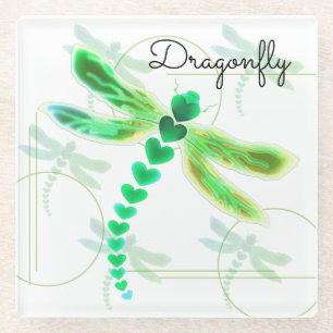 Dragonfly   Onderzetter van groene glas Glazen Onderzetter