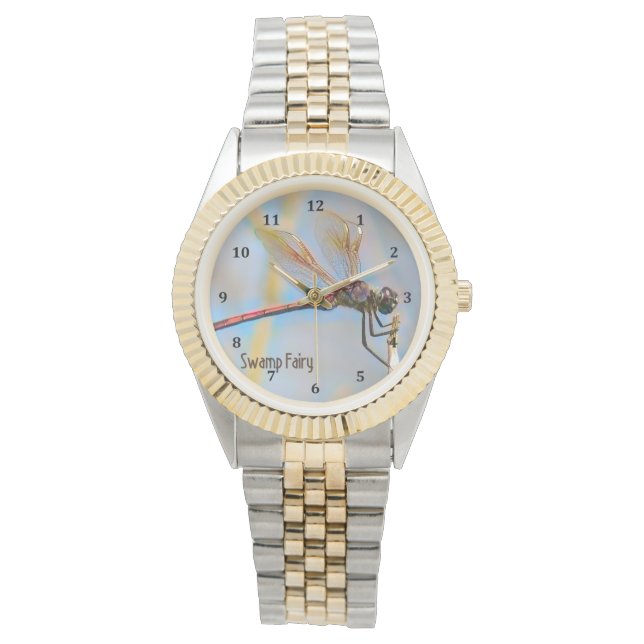 Dragonfly-ontwerp met gouden blik horloge (Voorkant)