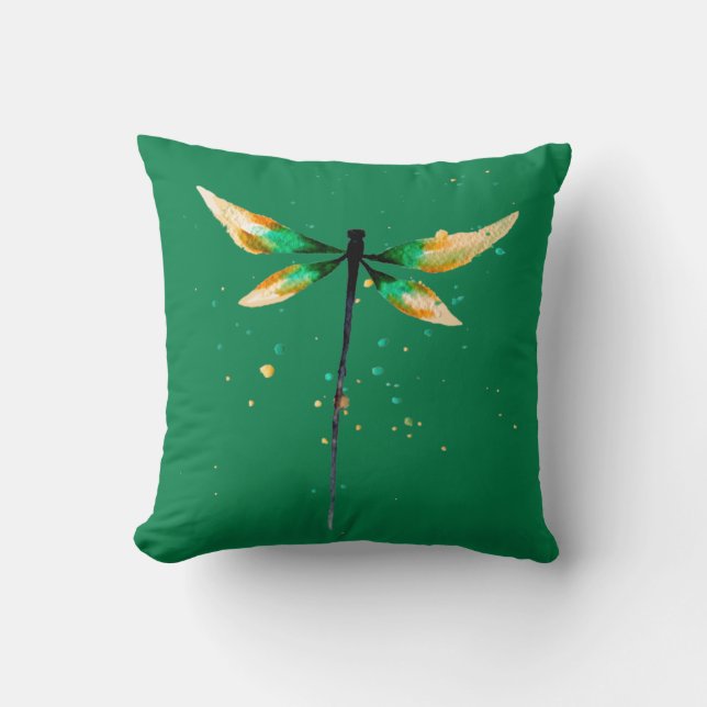 Dragonfly-ontwerp voor schattige waterverf kussen (Voorkant)