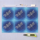 Dragonfly op blauw tissuepapier (Craft)