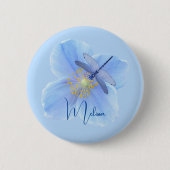 Dragonfly op Blue Poppy-knop Ronde Button 5,7 Cm (Voorkant)