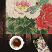 Dragonfly op  botanische japanse pioenen legpuzzel