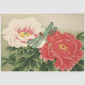 Dragonfly op botanische japanse pioenen tissuepapier (Voorkant)