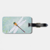  dragonfly op de voorzige Floral achtergrond Bagagelabel (Achterkant horizontaal)
