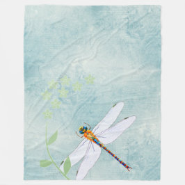  dragonfly op de voorzige Floral achtergrond Fleece Deken