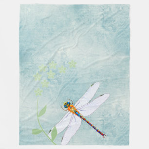 dragonfly op de voorzige Floral achtergrond Fleece Deken