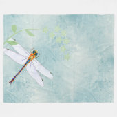  dragonfly op de voorzige Floral achtergrond Fleece Deken (Voorkant (Horizontaal))