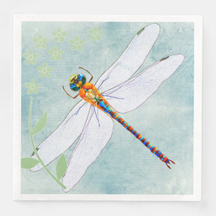 dragonfly op de voorzige Floral achtergrond Servet