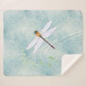  dragonfly op de voorzige Floral achtergrond Sherpa Deken (Voorkant (horizontaal))