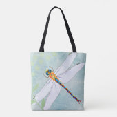 dragonfly op de voorzige Floral achtergrond Tote Bag (Achterkant)