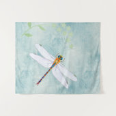  dragonfly op de voorzige Floral achtergrond Wandkleed (Voorkant (horizontaal))