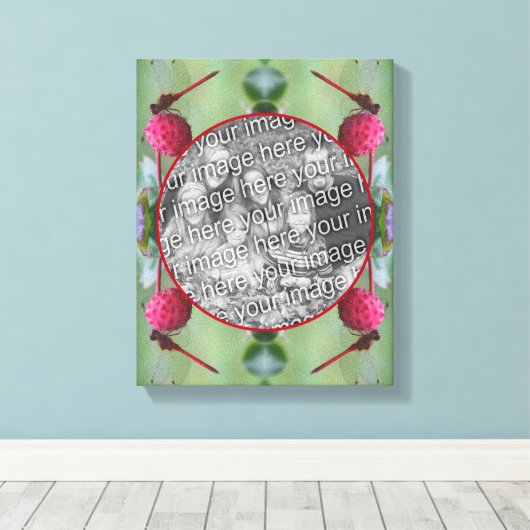 Dragonfly op Dogwood Fruit Creëer Uw eigen foto Canvas Afdruk (Insitu (Houten vloer))