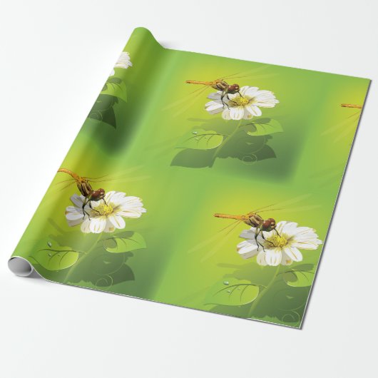 Dragonfly op een aanlooppapier cadeaupapier (Uitgerold)