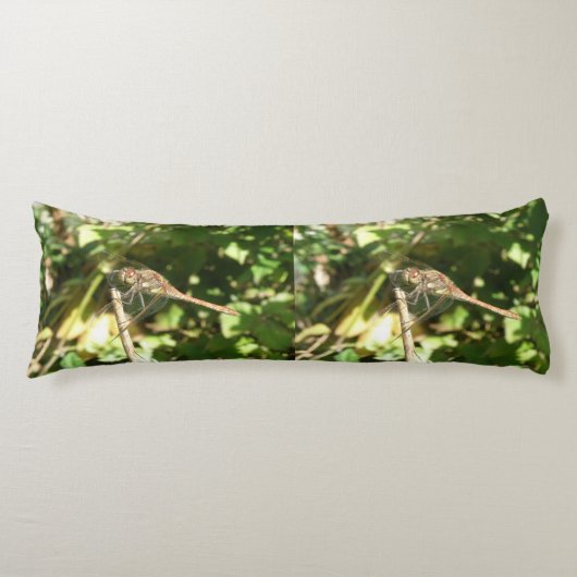 Dragonfly op een Twig Body Pillow Lichaamskussen (Voorkant)