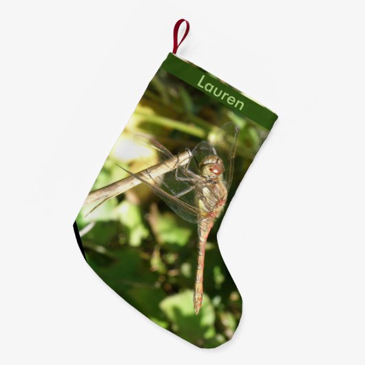 Dragonfly op een Twig Custom Kerstmis Stocking Kleine Kerstsok (Voorkant (Hangend))