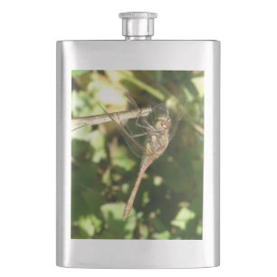 Dragonfly op een Twig Flask Heupfles