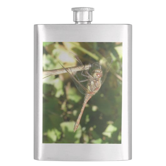 Dragonfly op een Twig Flask Heupfles (Voorkant)