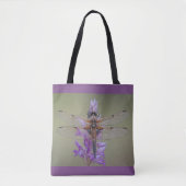 Dragonfly op Paarse ventilator Tote Bag (Voorkant)