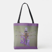 Dragonfly op Paarse ventilator Tote Bag (Achterkant)