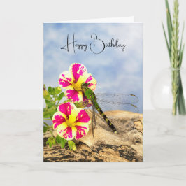 Dragonfly op Petunia Verjaardag Kaart