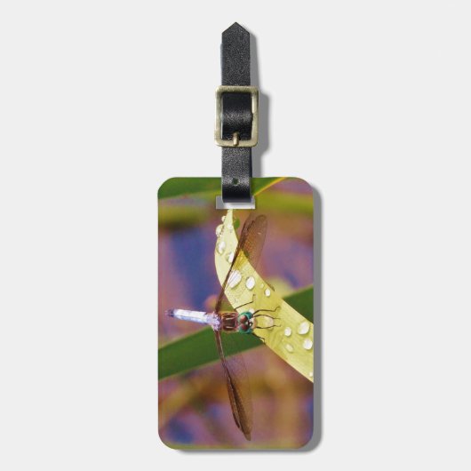 Dragonfly op regenblad bagagelabel (Voorkant verticaal)