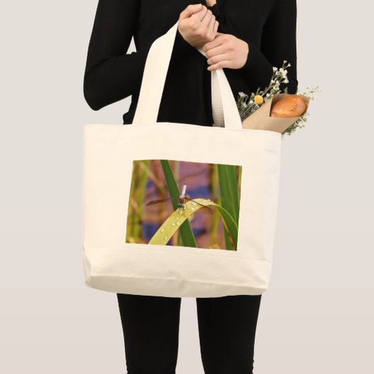 Dragonfly op regenblad grote tote bag (Voorkant (product))