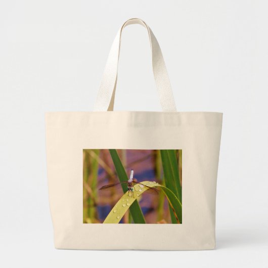 Dragonfly op regenblad grote tote bag (Voorkant)