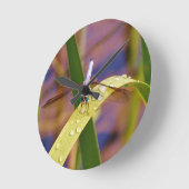 Dragonfly op regenblad ronde klok (Hoek)