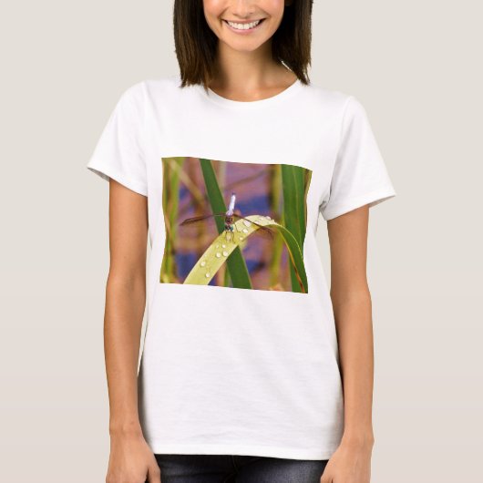 Dragonfly op regenblad t-shirt (Voorkant)
