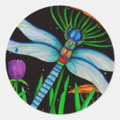 Dragonfly op Rest Ronde Sticker (Voorkant)