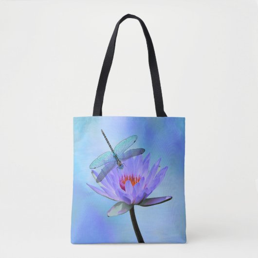 Dragonfly op Water Lily All-Over Print Tas (Voorkant)