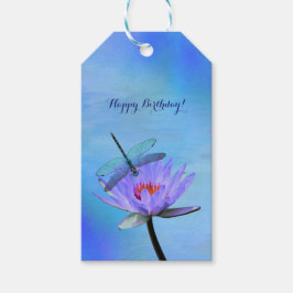 Dragonfly op Water Lily Gift Labels Cadeaulabel
