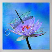 Dragonfly op Water Lily met Folie Naam Folie Print (Voorkant)