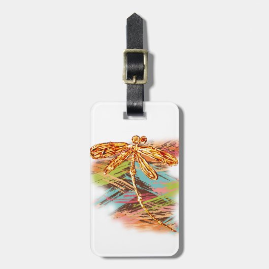 Dragonfly Oranje Splash Bagagelabel (Voorkant verticaal)