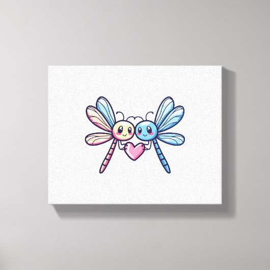 Dragonfly paar in liefde dierlijke Valentijnsdag Canvas Afdruk (Voorkant)