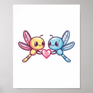 Dragonfly paar liefde paar in liefde poster