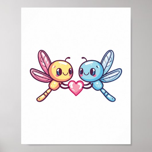 Dragonfly paar liefde paar in liefde poster (Voorkant)