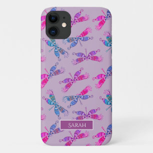  Dragonfly Paars Blue Two Tone Patroon Case-Mate iPhone Case