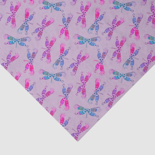 Dragonfly Paars Blue Two Tone Patroon Tissuepapier (Detail)