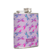 Dragonfly Paarse Blauw Patroon Gepersonaliseerd Heupfles (Rechts)