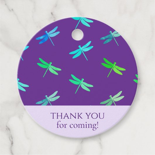 Dragonfly Paarse Bright Boy Verjaardag Bedankjes Labels (Voorkant)