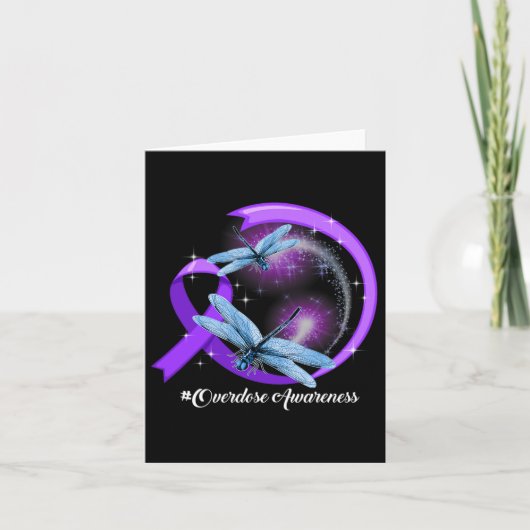 Dragonfly Paarse lint Overdose Awareness 2 Kaart (Voorkant)