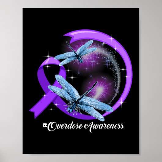 Dragonfly Paarse lint Overdose Awareness 2 Poster (Voorkant)