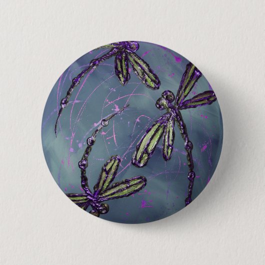 Dragonfly Paarse nachtvlucht Ronde Button 5,7 Cm (Voorkant)